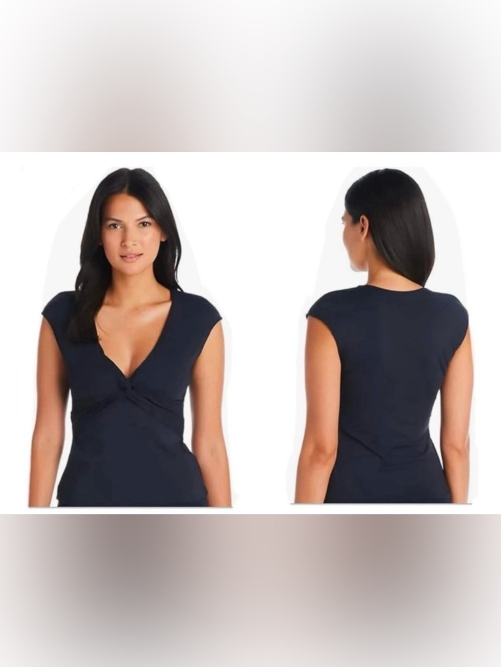 Bleu Rod Beattie Let's Get Twisted Cap Sleeve Tankini Top Black Size 20W